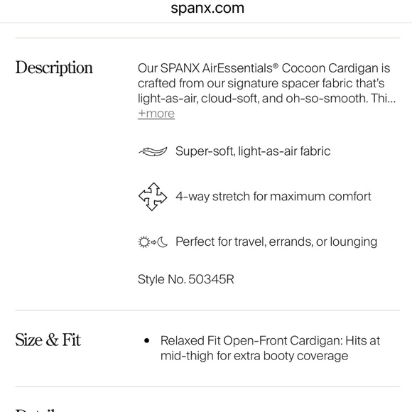 NWT SPANX Light Gray Cocoon Cardigan - Picture 4 of 5